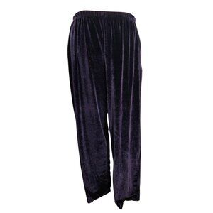 Coldwater Creek XL Womens Deep Purple Velour Pants Vintage Pull On Stretch Luxe